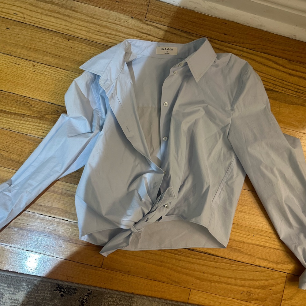 Arirzia light blue Babaton blouse with tie up